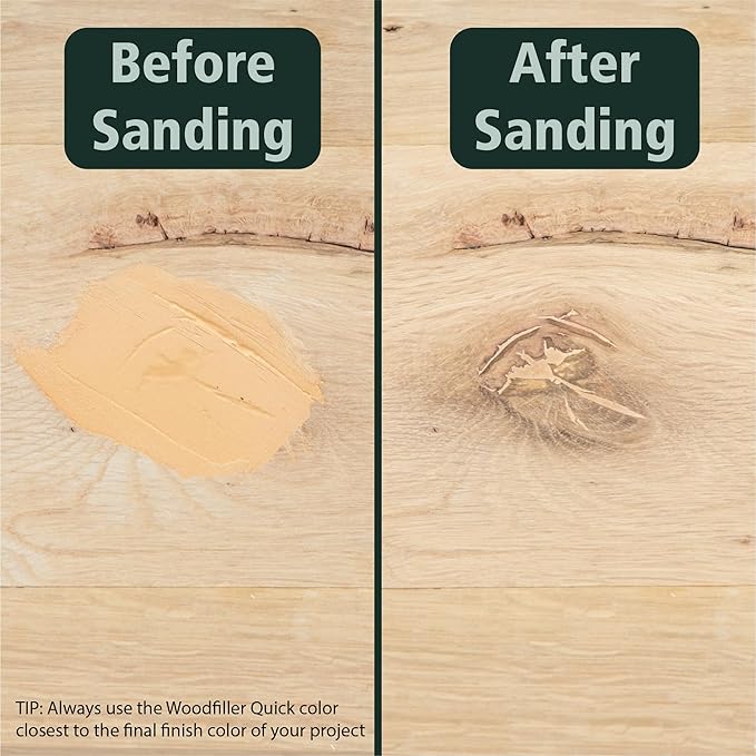 Rubio Woodfiller Quick před aplikací a po aplikaci